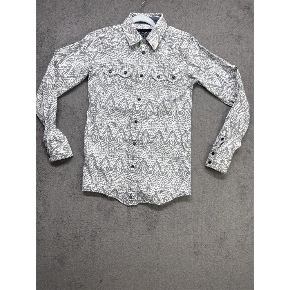 CODY JAMES Boy’s XS White Western Pearl Snap button Shirt cowboy 100% cotton